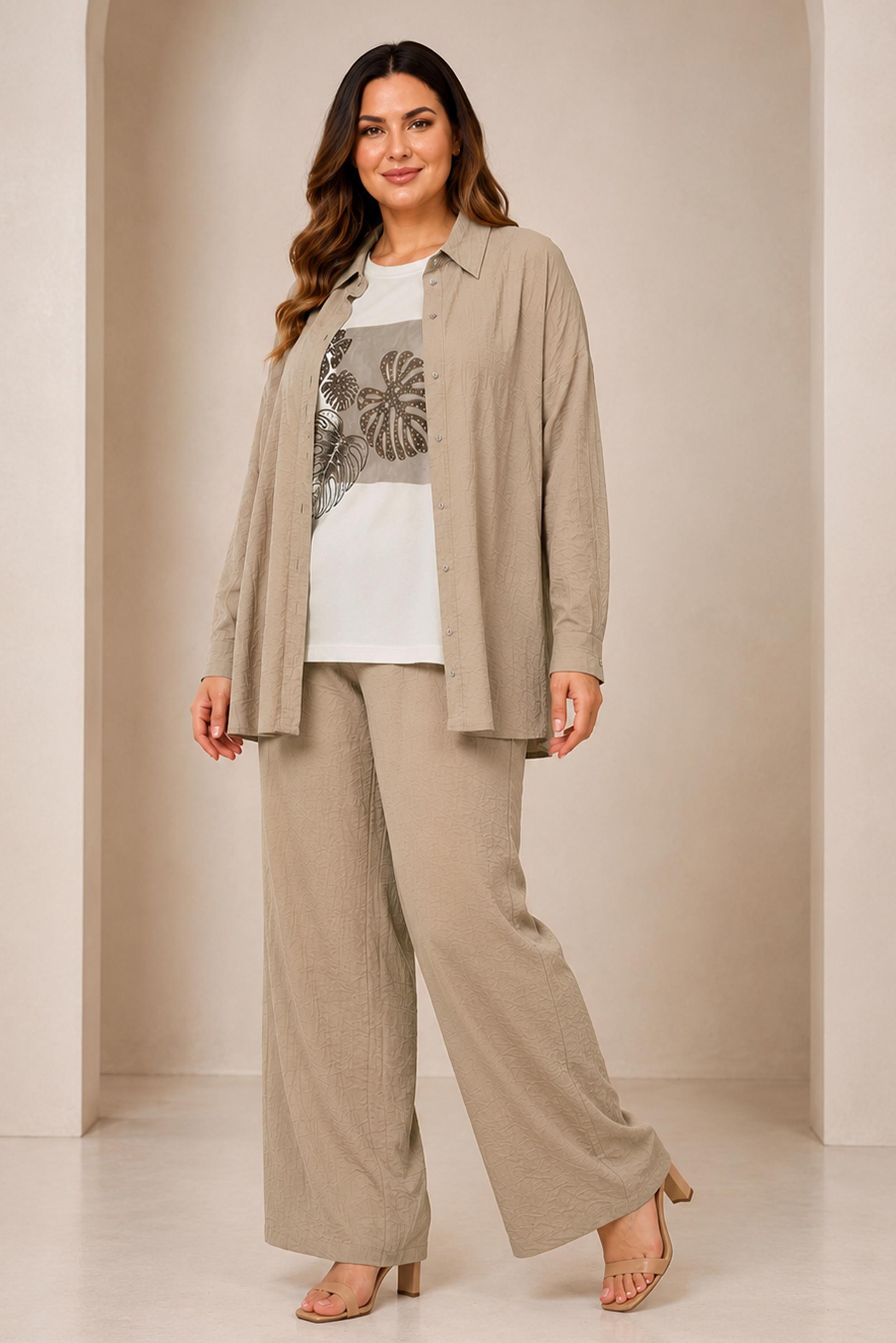 Vêtements hijab SABLE ENSEMBLE PANTALON TROIS PIÈCES COL CHEMISE 21013