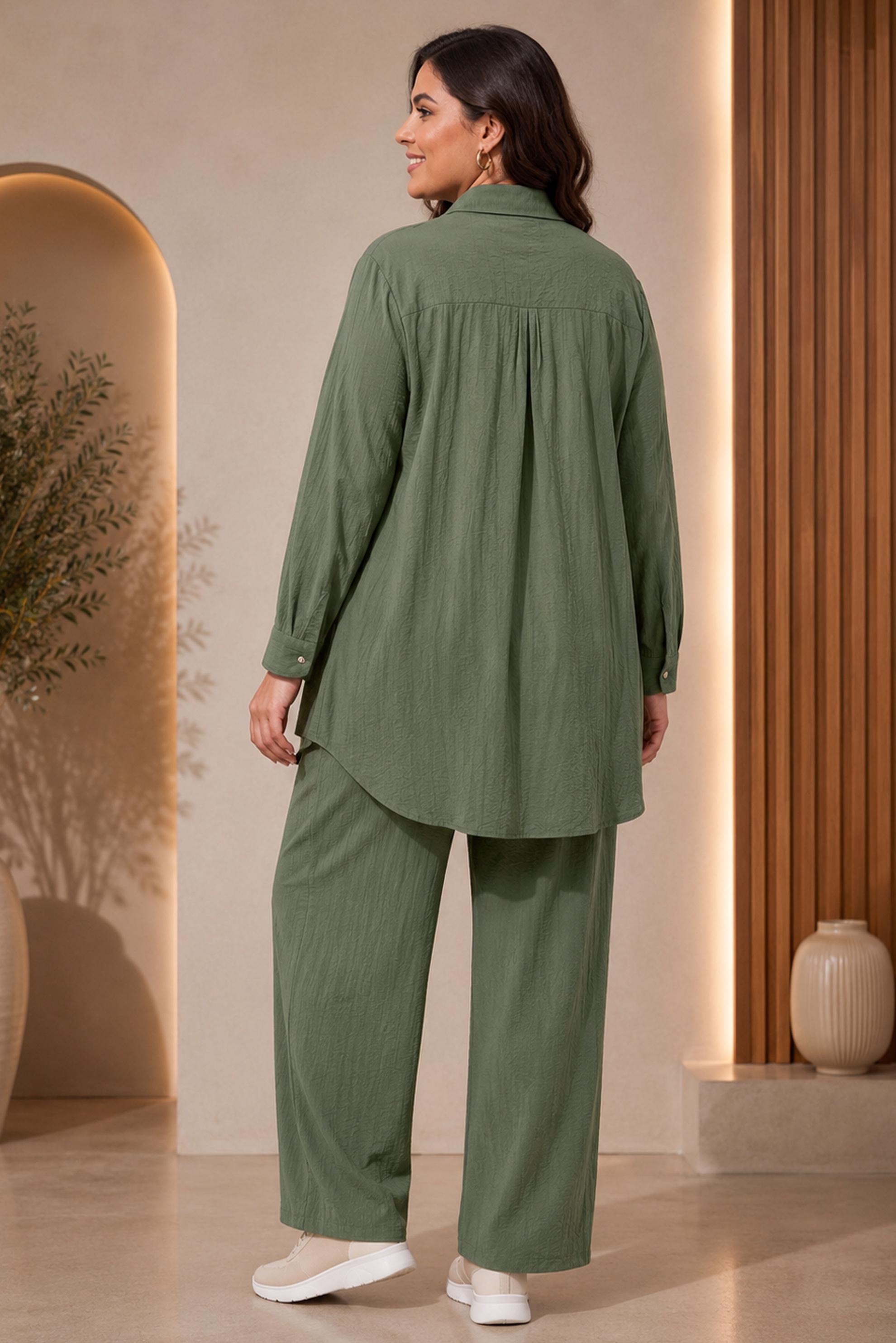Vêtements hijab BEIGE ENSEMBLE PANTALON TROIS PIÈCES COL CHEMISE 21013