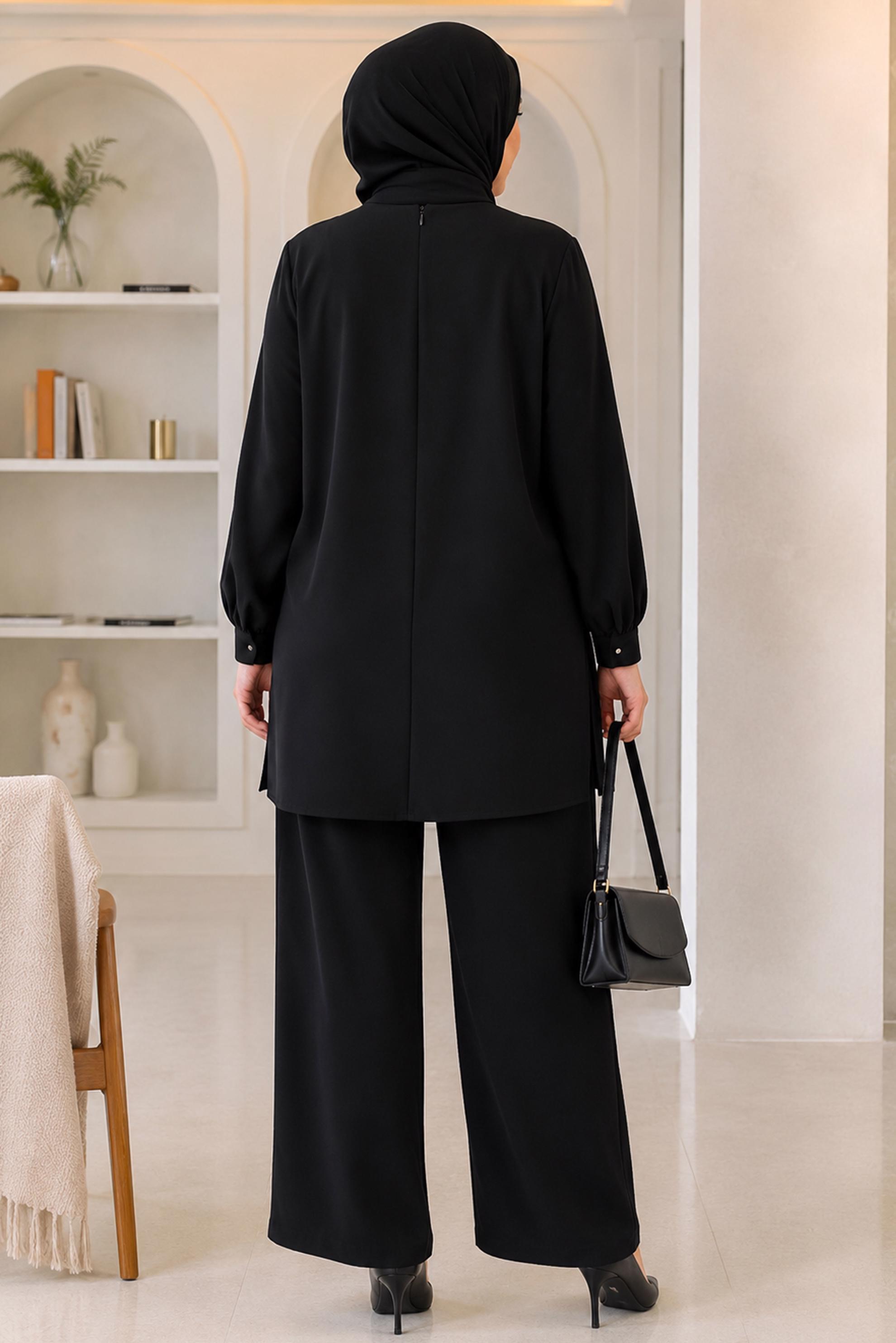 Hijab clothing BLACK BEAD EMBROIDERED PANTSUIT 21030