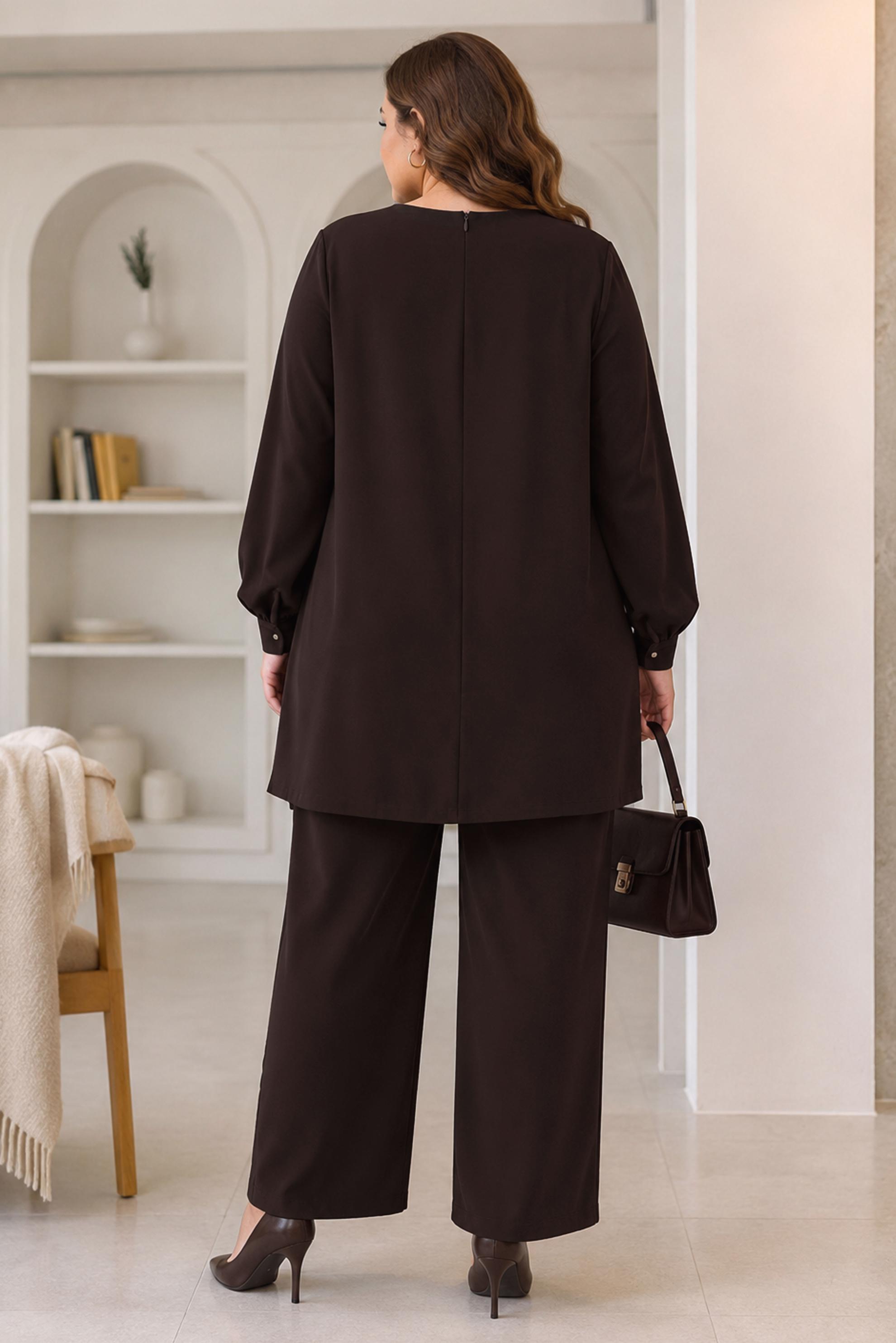 Hijab clothing BROWN BEAD EMBROIDERED PANTSUIT 21030