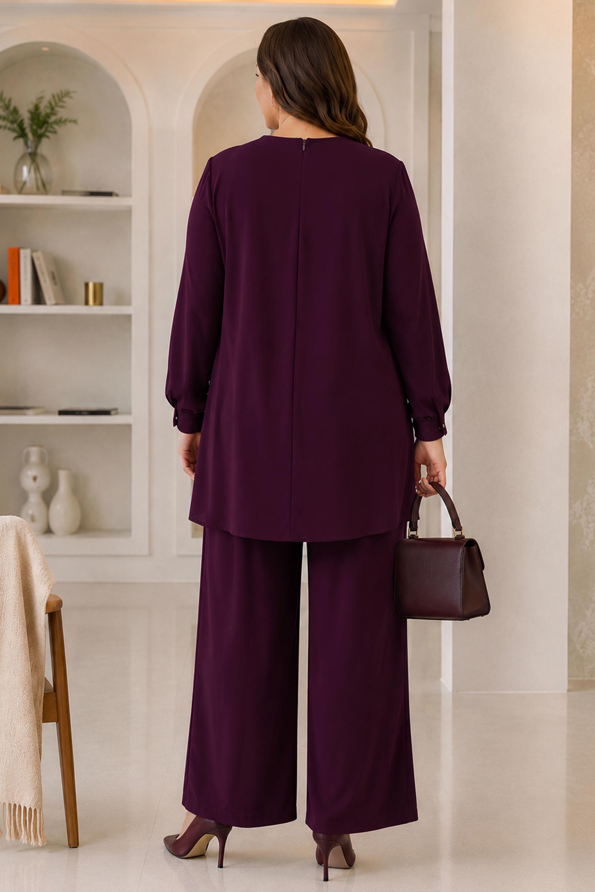 Hijab clothing DAMSON BEAD EMBROIDERED PANTSUIT 21030