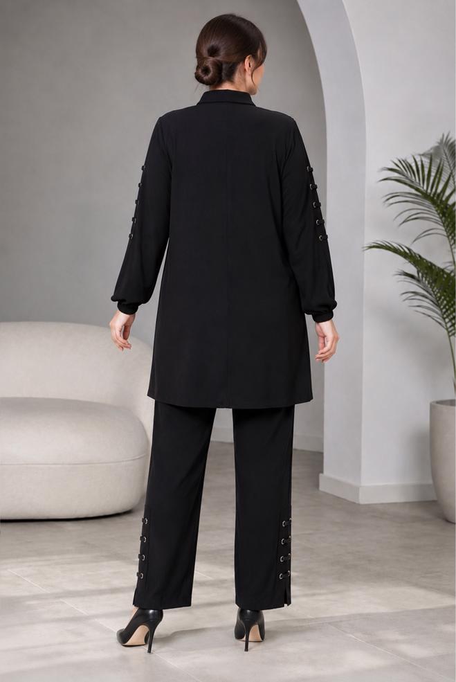 Hijab clothing BLACK PLUS SIZE MODAL PANTSUIT 21040 - ALVİNA