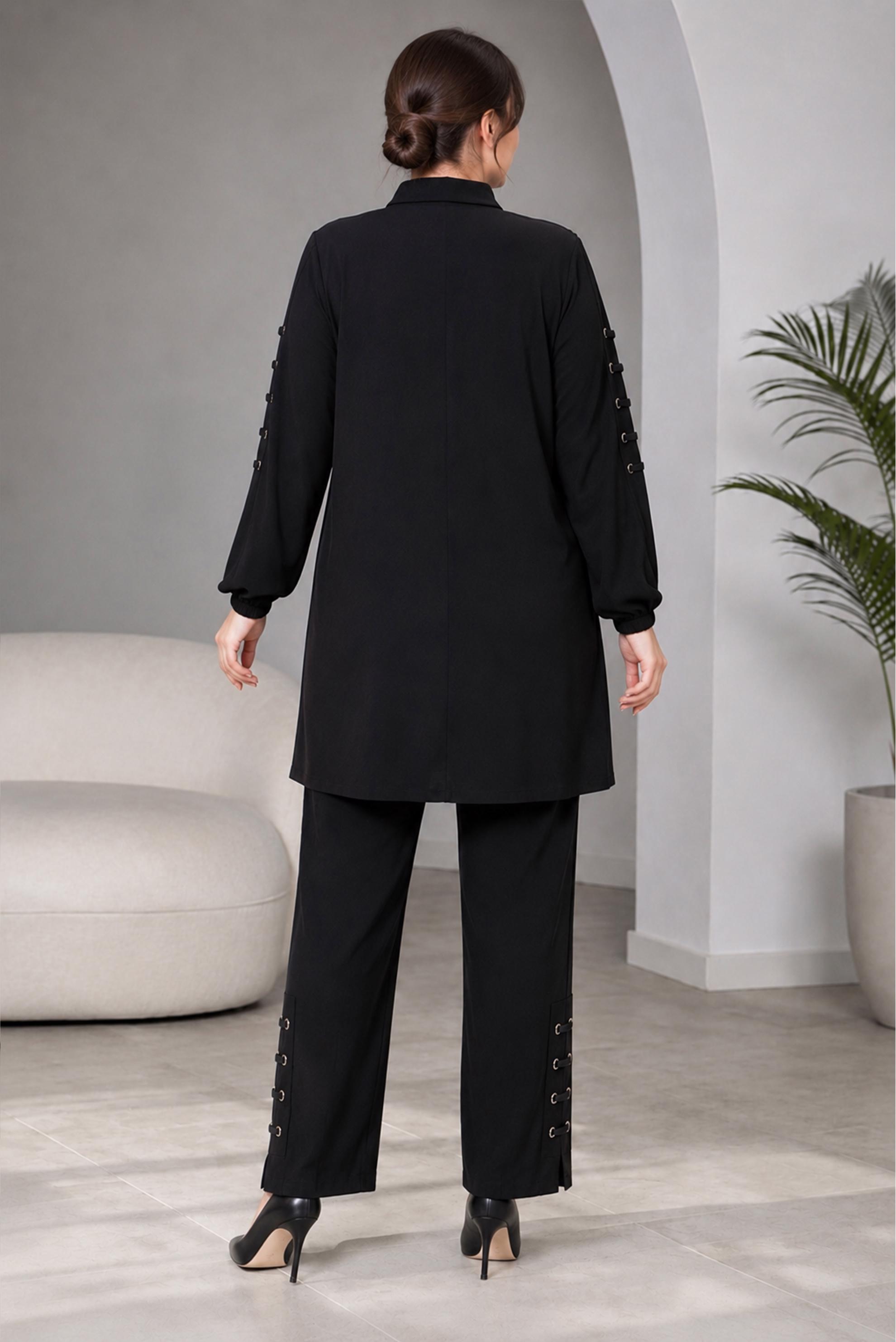 Hijab clothing BLACK PLUS SIZE MODAL PANTSUIT 21040
