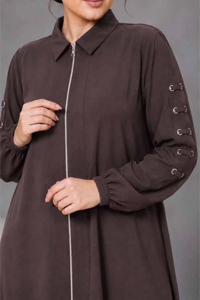 Hijab clothing BROWN PLUS SIZE MODAL PANTSUIT 21040 - ALVİNA
