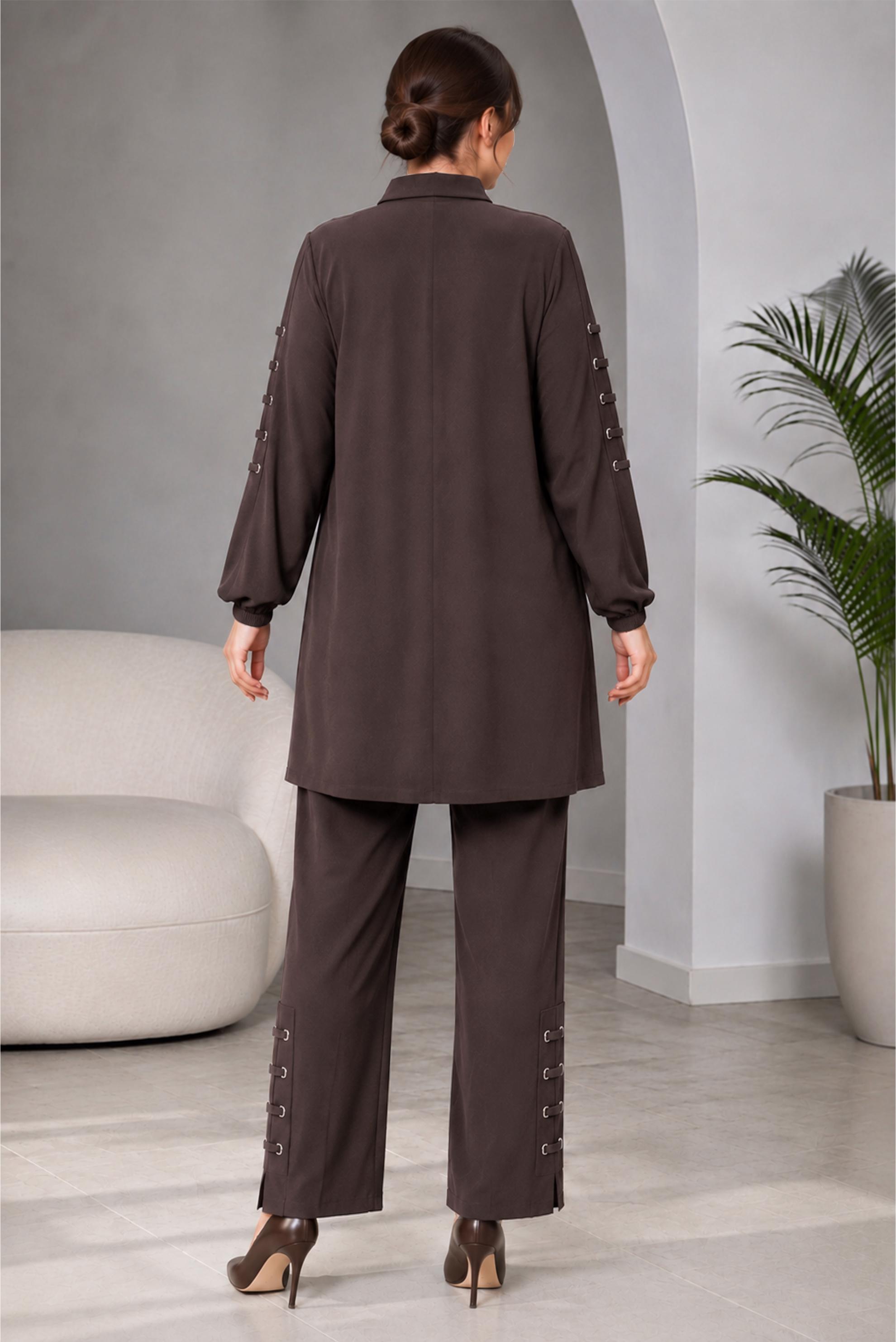 Hijab clothing BROWN PLUS SIZE MODAL PANTSUIT 21040