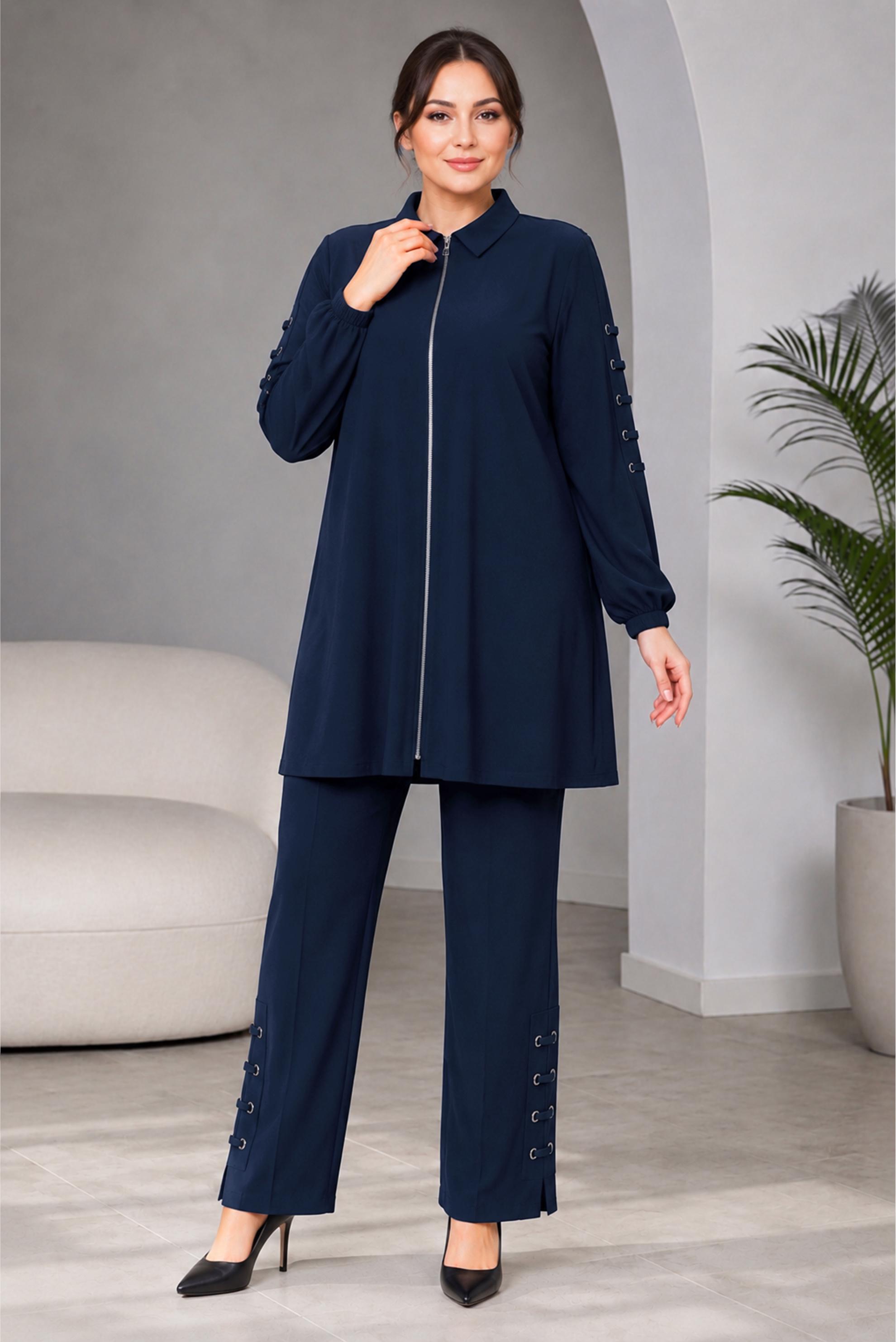 Hijab clothing NAVY BLUE PLUS SIZE MODAL PANTSUIT 21040