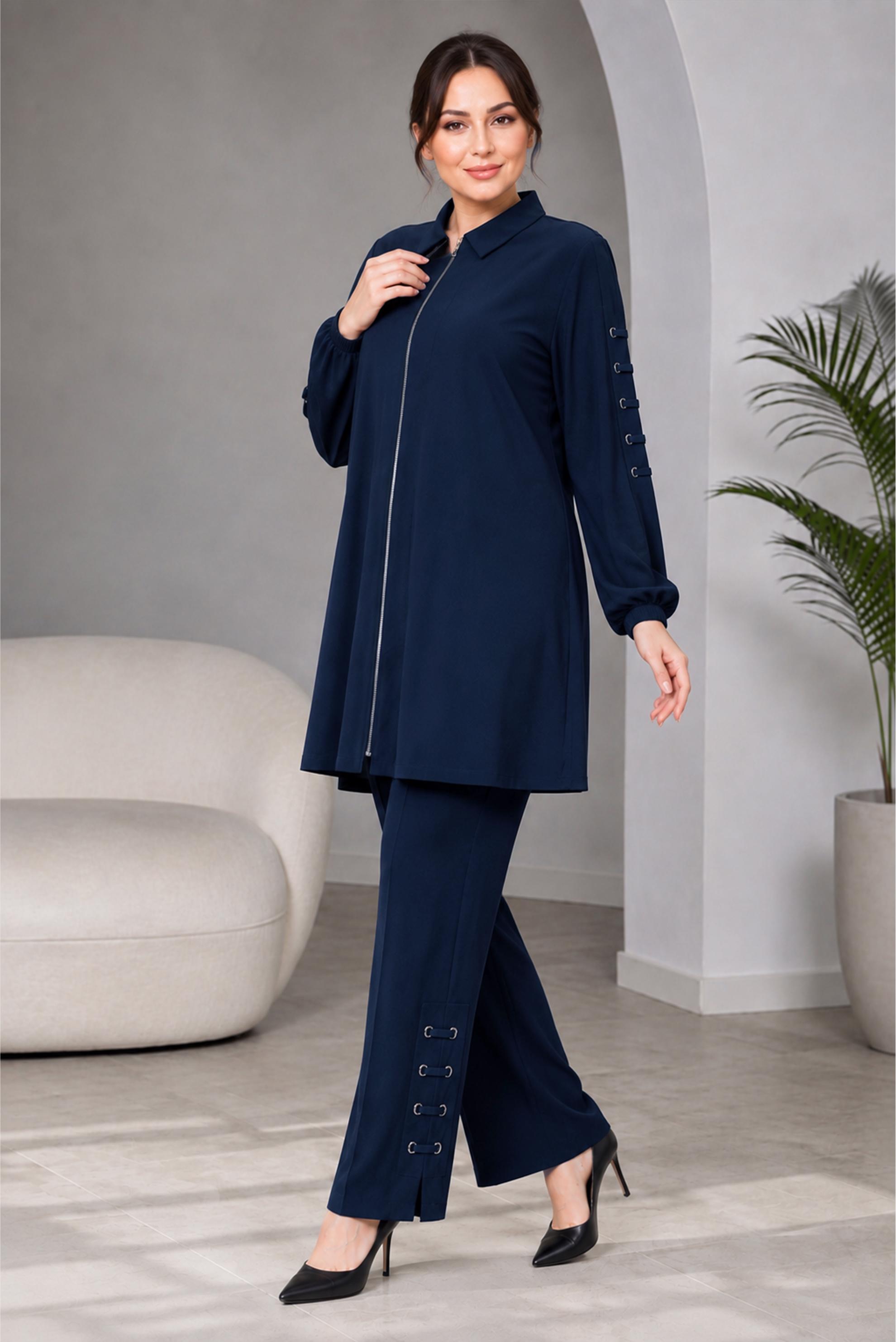 Hijab clothing NAVY BLUE PLUS SIZE MODAL PANTSUIT 21040