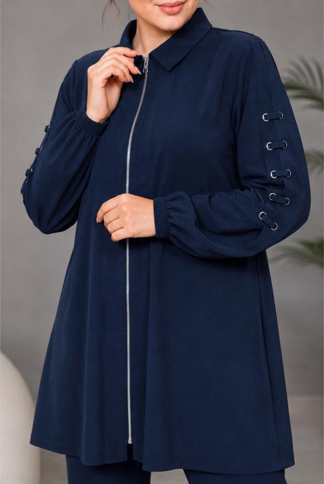 Hijab clothing NAVY BLUE PLUS SIZE MODAL PANTSUIT 21040 - ALVİNA