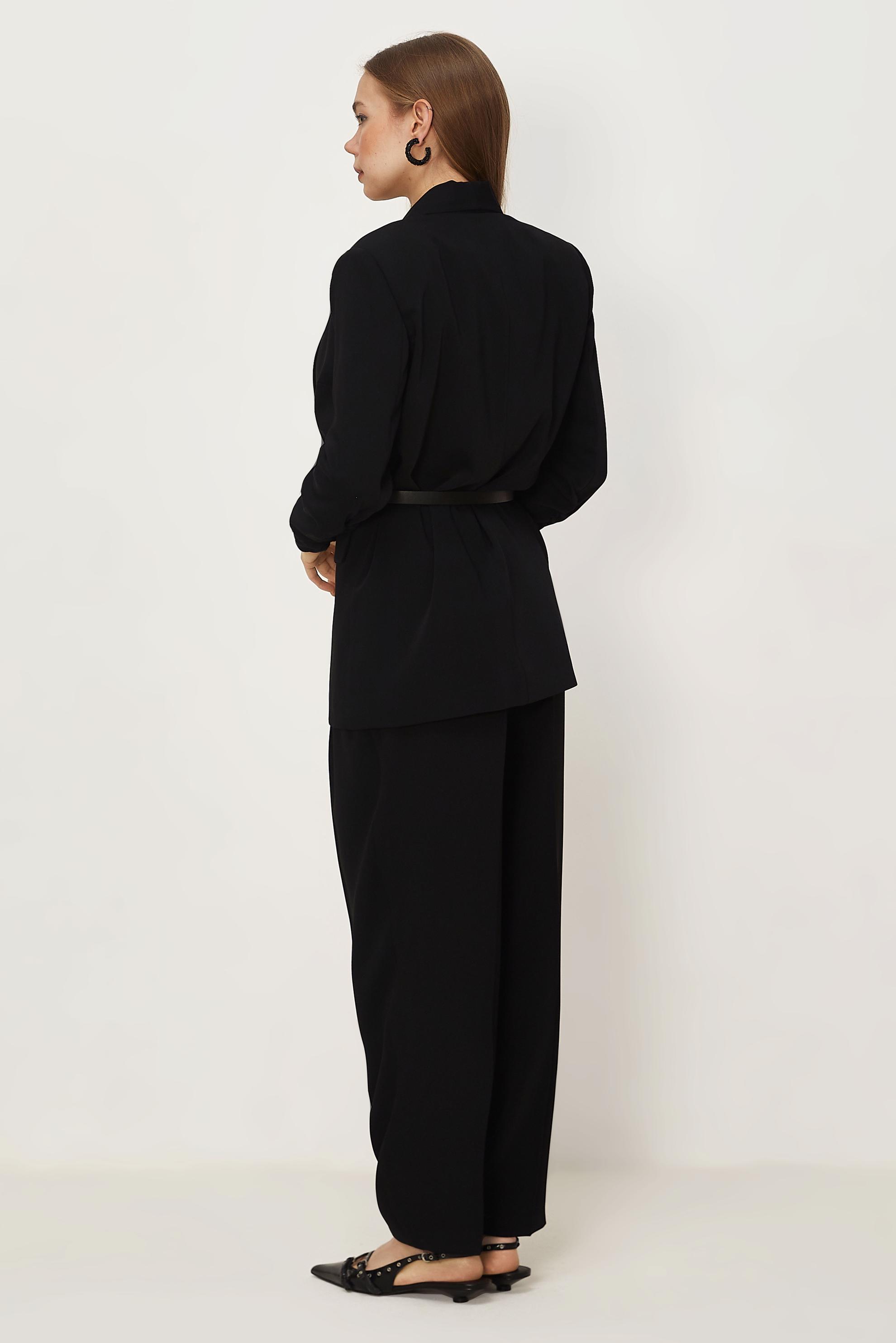 Hijab-Kleidung SCHWARZ HOSENANZUG MIT GÜRTEL 30550