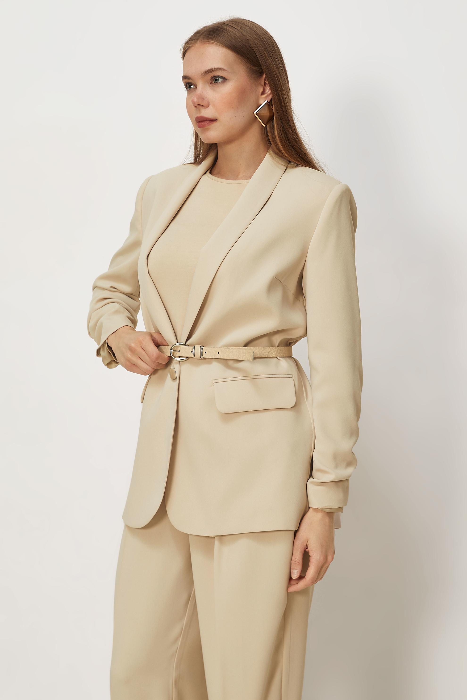 Hijab-Kleidung BEIGE HOSENANZUG MIT GÜRTEL 30550