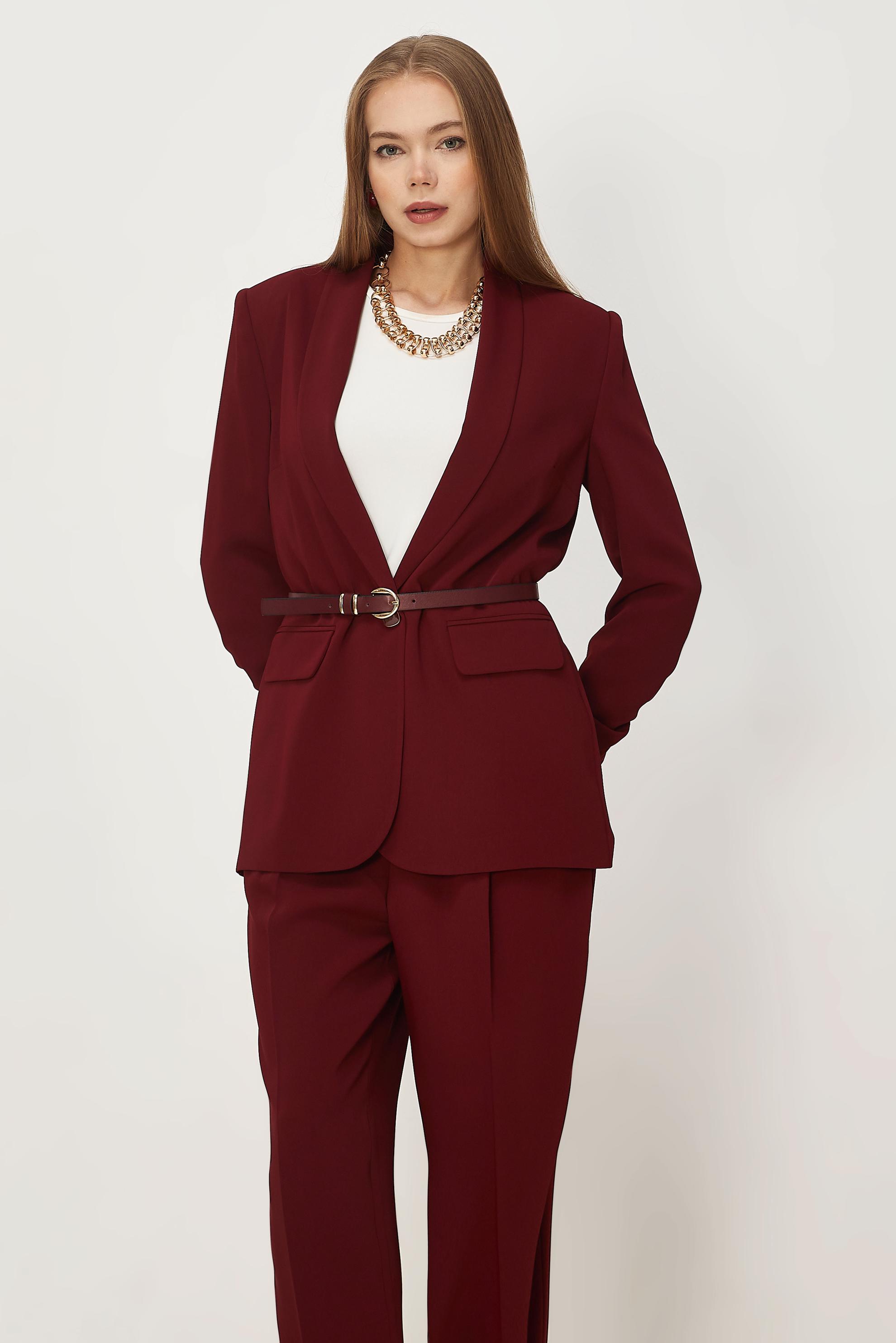 Hijab-Kleidung BURGUND HOSENANZUG MIT GÜRTEL 30550