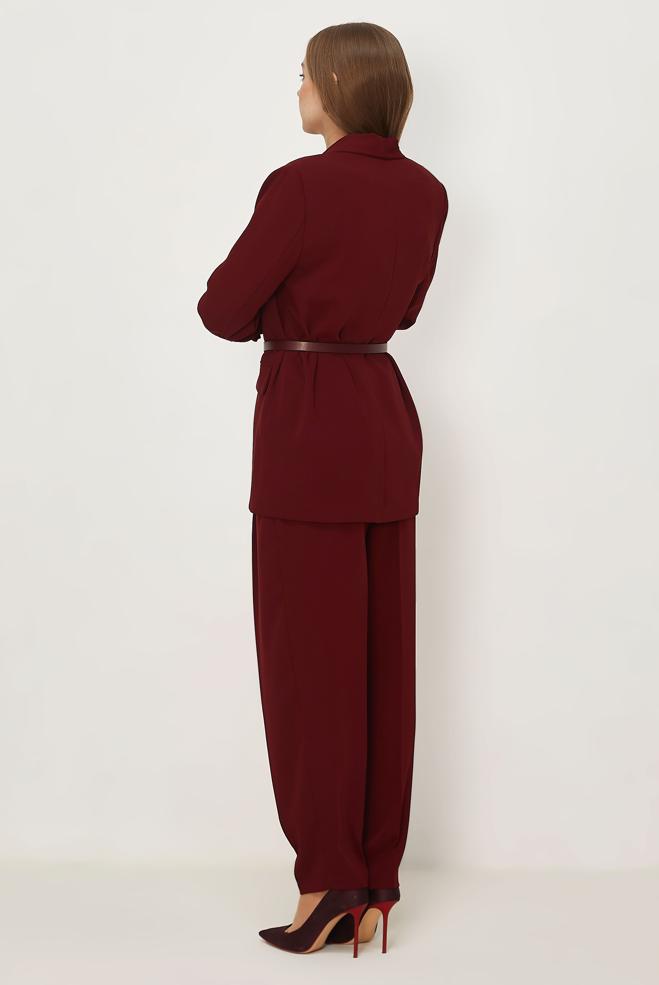 Hijab-Kleidung BURGUND HOSENANZUG MIT GÜRTEL 30550 - ALVİNA