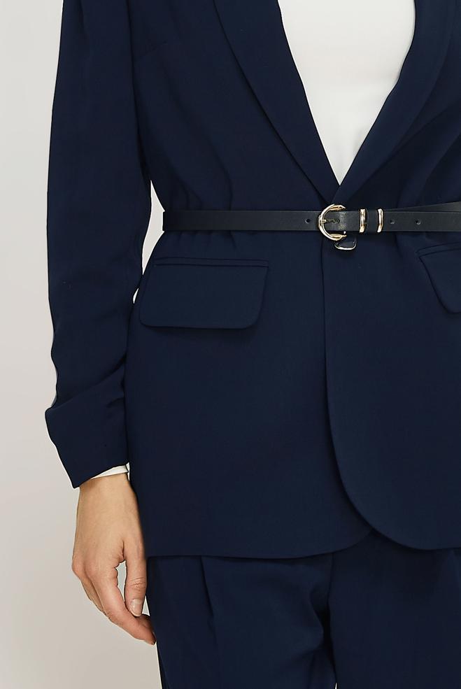 Hijab-Kleidung NAVY BLAU HOSENANZUG MIT GÜRTEL 30550 - ALVİNA