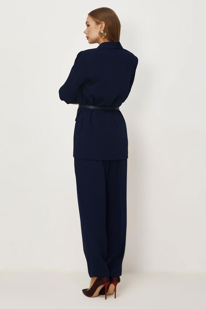 Hijab-Kleidung NAVY BLAU HOSENANZUG MIT GÜRTEL 30550 - ALVİNA