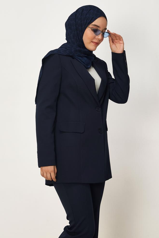 Vêtements hijab BLEU MARINE ENSEMBLE PANTALON CROISÉ 30555 - ALVİNA