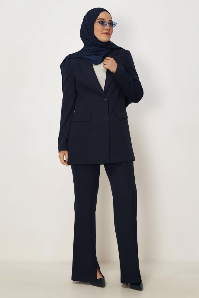 Vêtements hijab BLEU MARINE ENSEMBLE PANTALON CROISÉ 30555 - ALVİNA