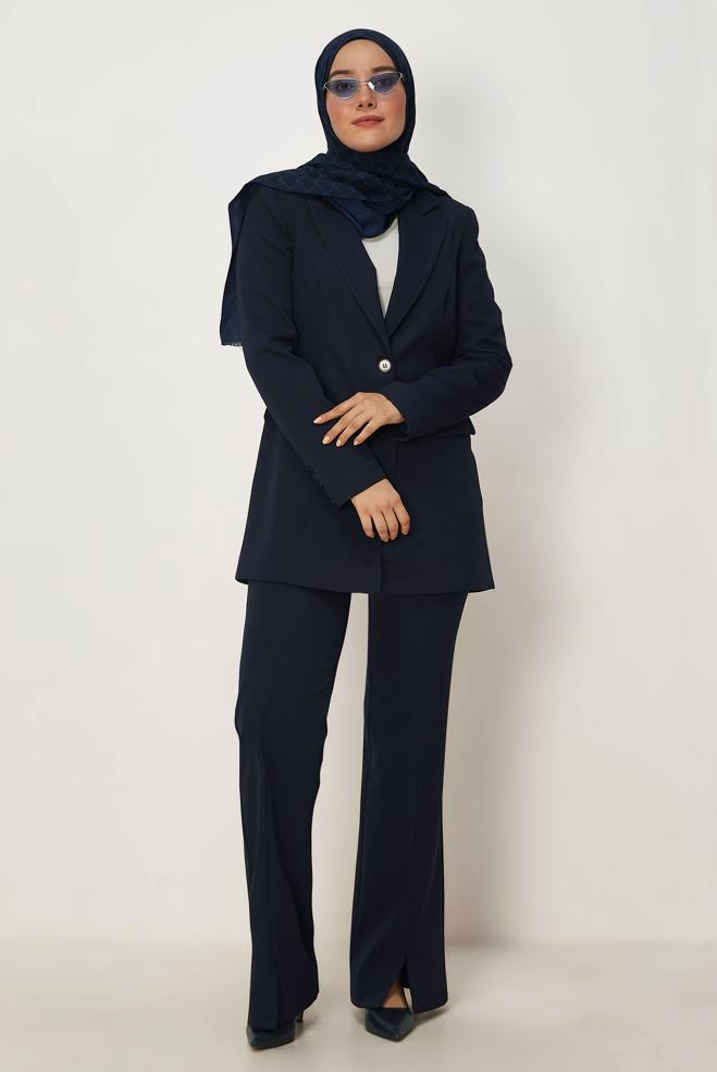Vêtements hijab BLEU MARINE ENSEMBLE PANTALON CROISÉ 30555 - ALVİNA