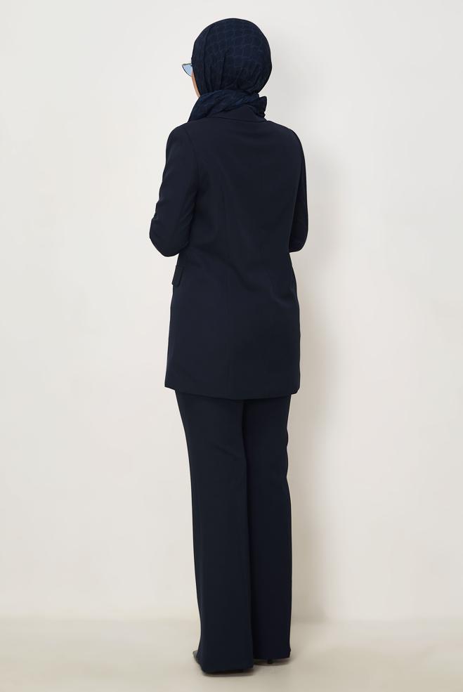 Vêtements hijab BLEU MARINE ENSEMBLE PANTALON CROISÉ 30555 - ALVİNA