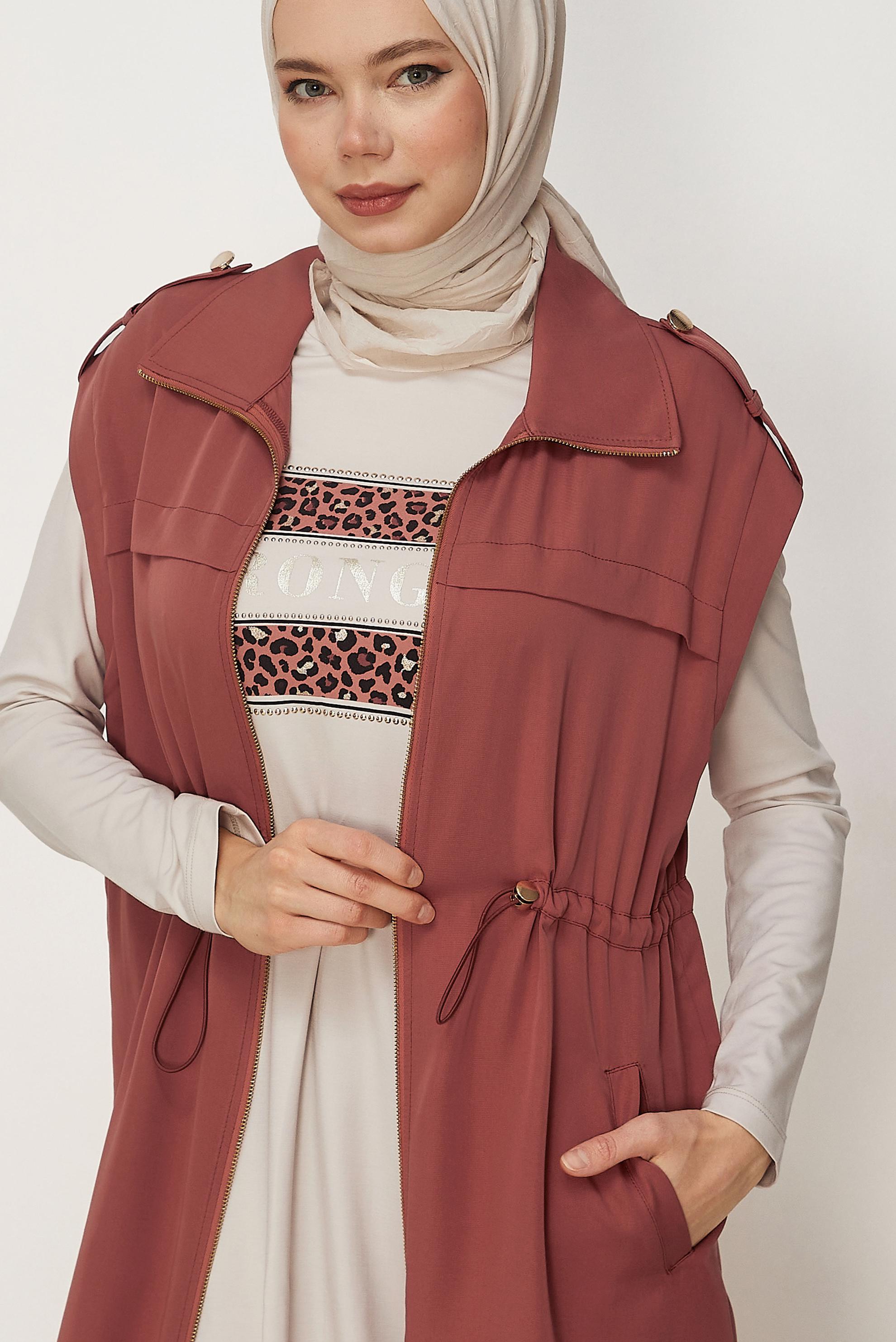 Tesettür giyim TURUNCU LYOCELL ÜÇLÜ PANTOLONLU TAKIM 45643