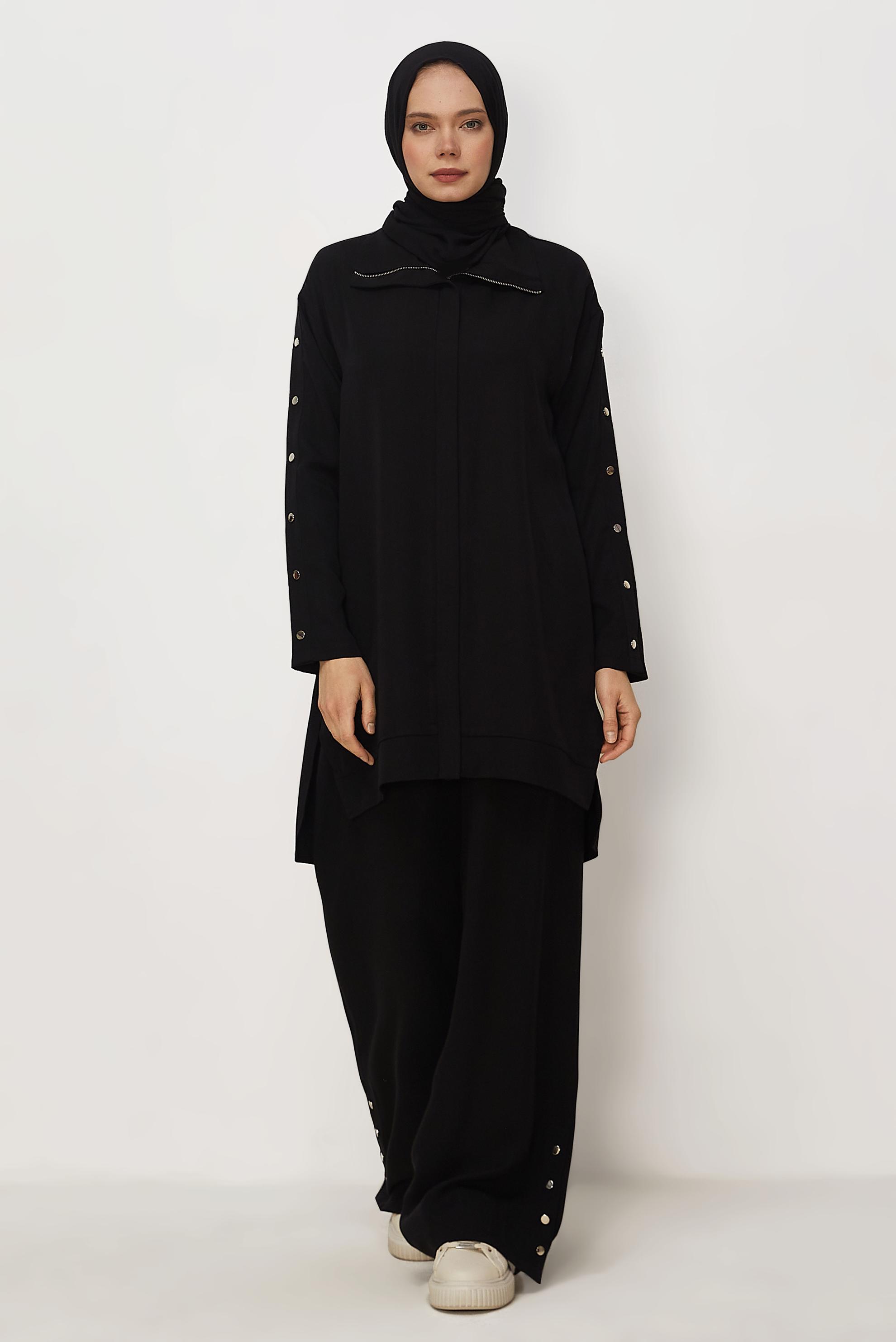 Hijab clothing BLACK SNAPPED PANTSUIT 45653