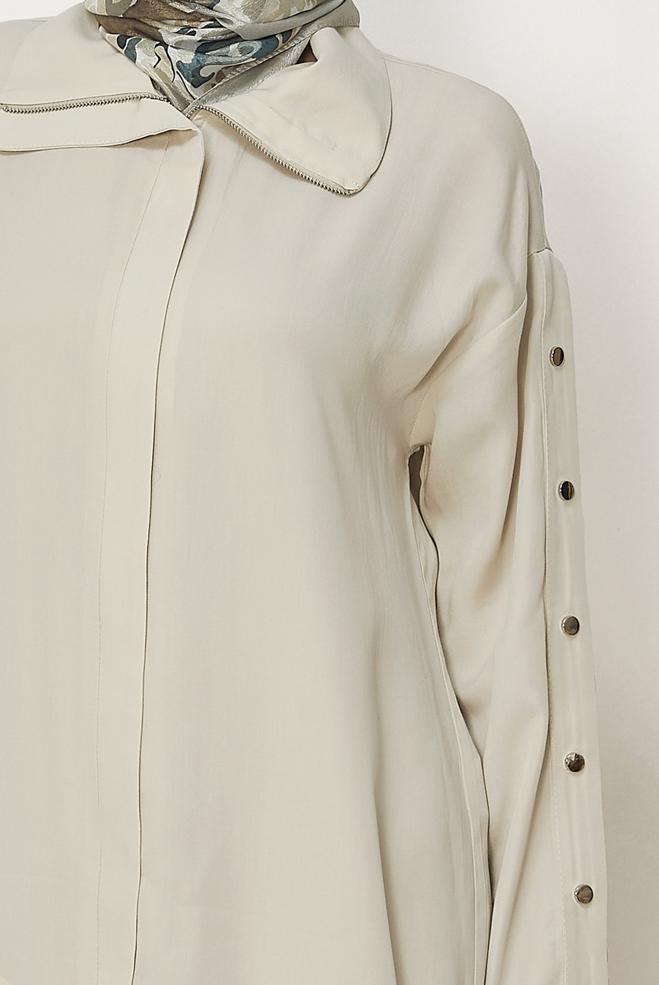 Hijab clothing BEIGE SNAPPED PANTSUIT 45653 - ALVİNA