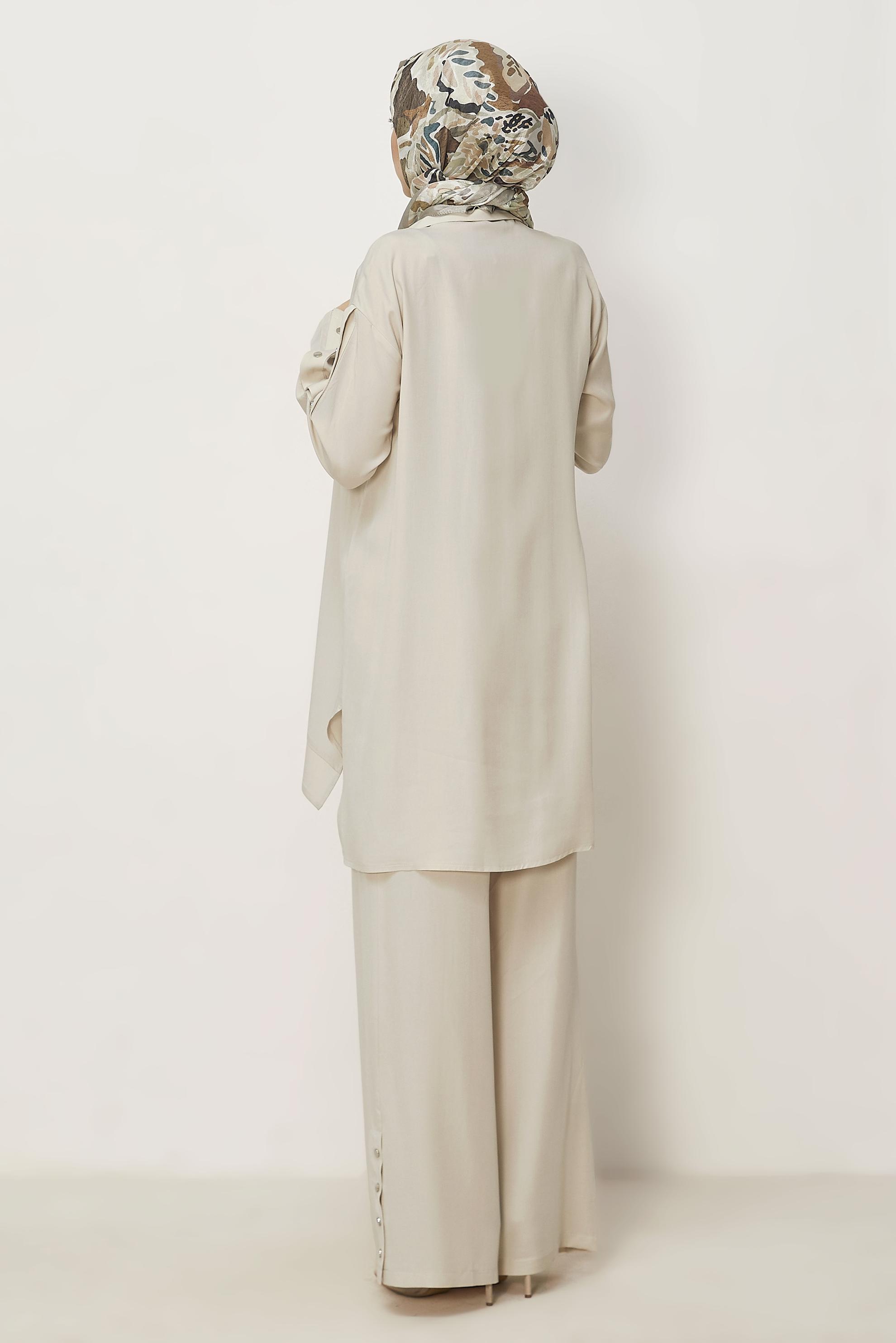 Hijab clothing BEIGE SNAPPED PANTSUIT 45653