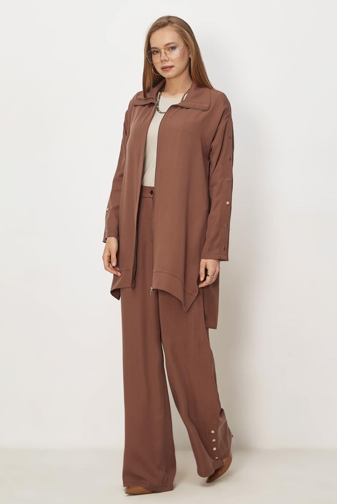 Hijab clothing ORANGE SNAPPED PANTSUIT 45653 - ALVİNA