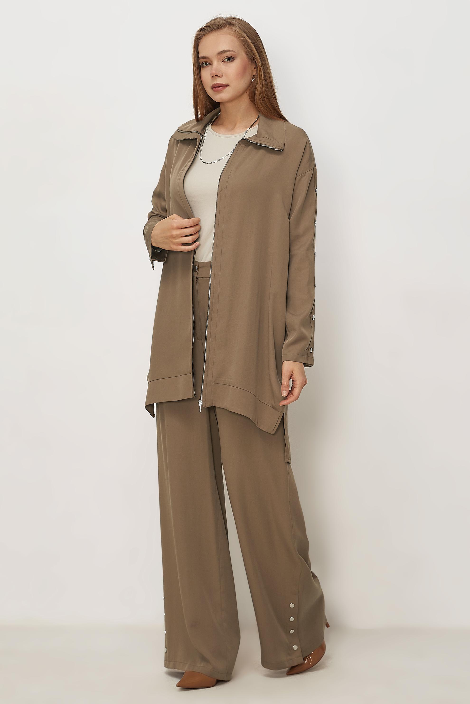 Hijab clothing BROWN SNAPPED PANTSUIT 45653