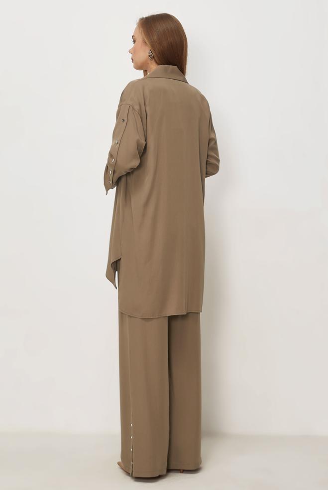 Hijab clothing BROWN SNAPPED PANTSUIT 45653 - ALVİNA