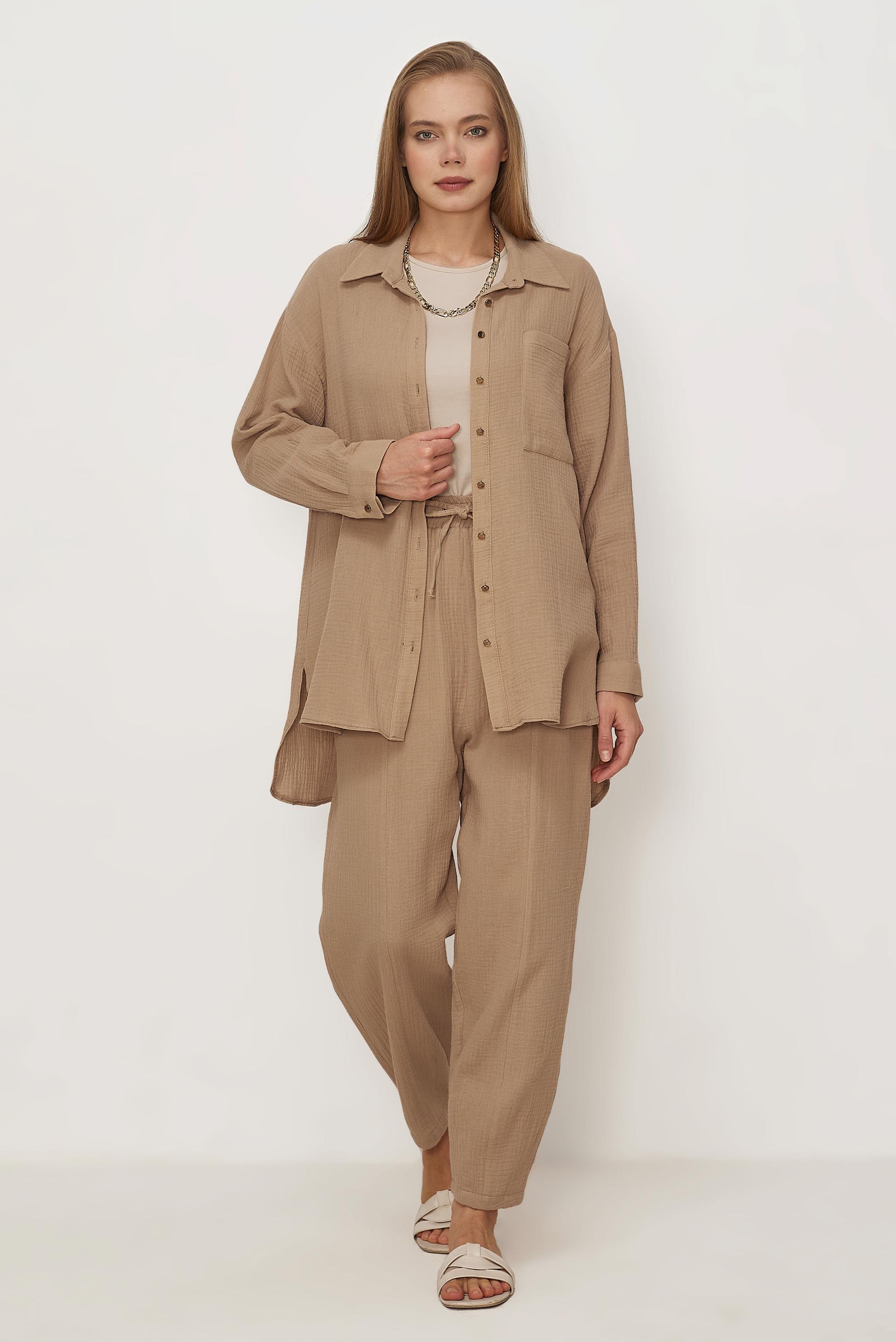 Hijab clothing BEIGE MUSLIN PANTSUIT 45776