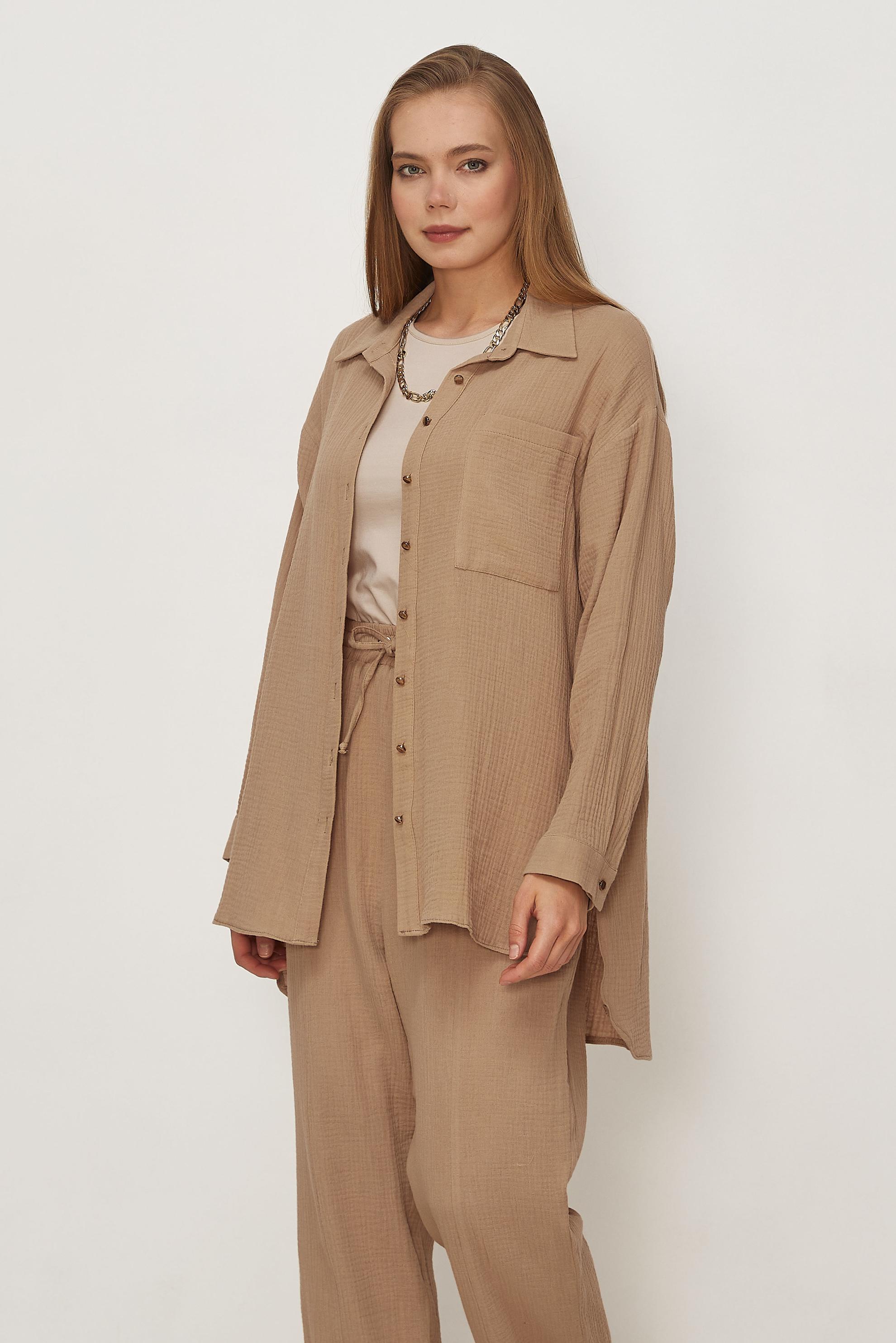 Hijab clothing BEIGE MUSLIN PANTSUIT 45776