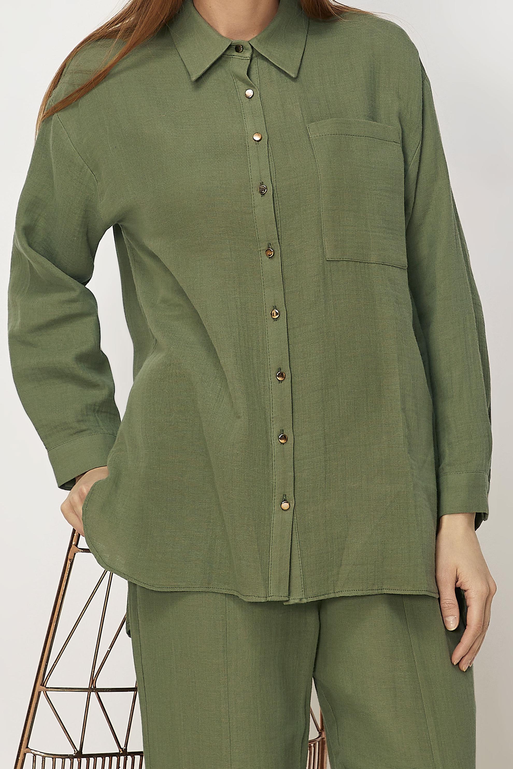 Hijab-Kleidung KHAKI HOSENANZUG AUS MUSSELIN 45776