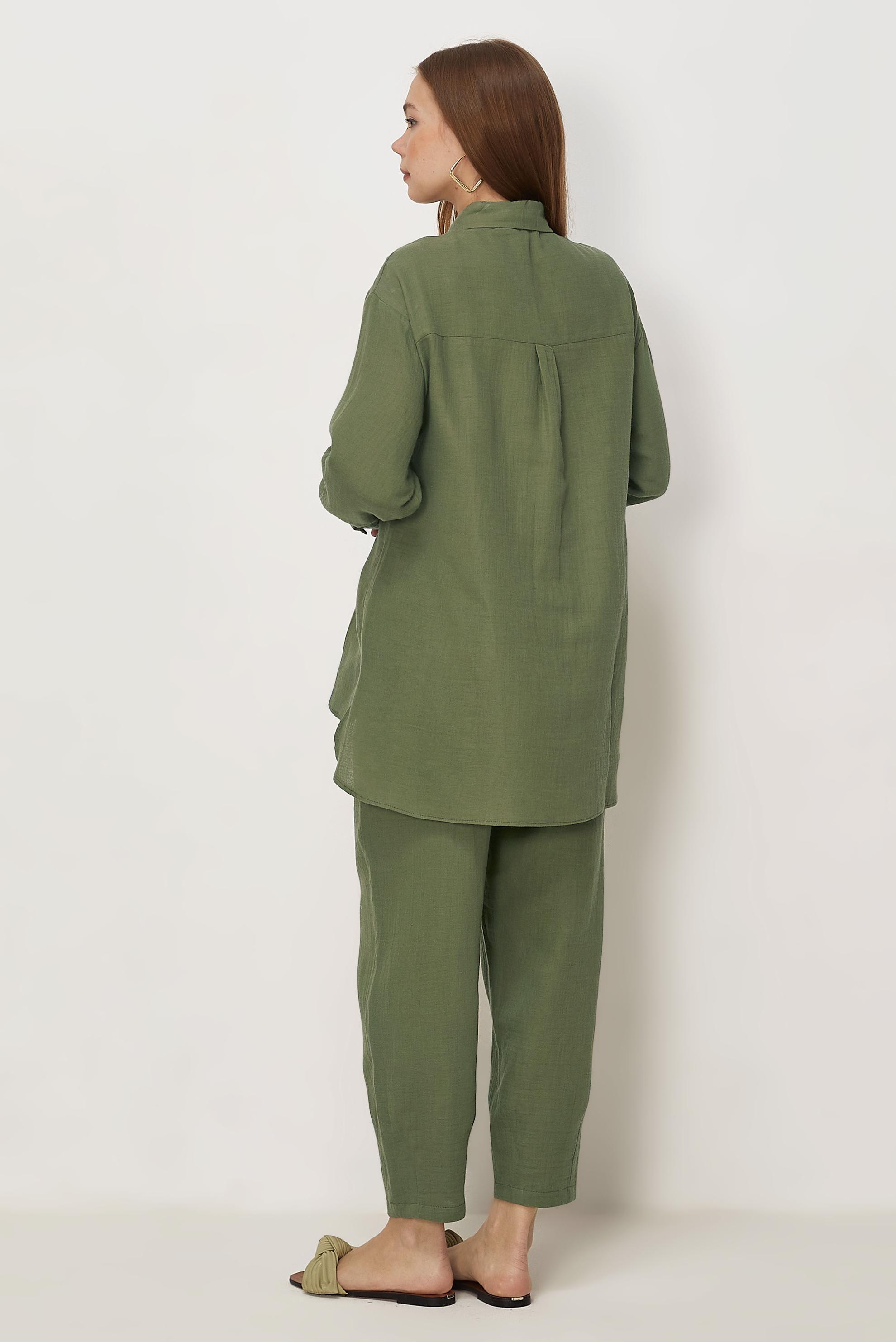 Hijab-Kleidung KHAKI HOSENANZUG AUS MUSSELIN 45776