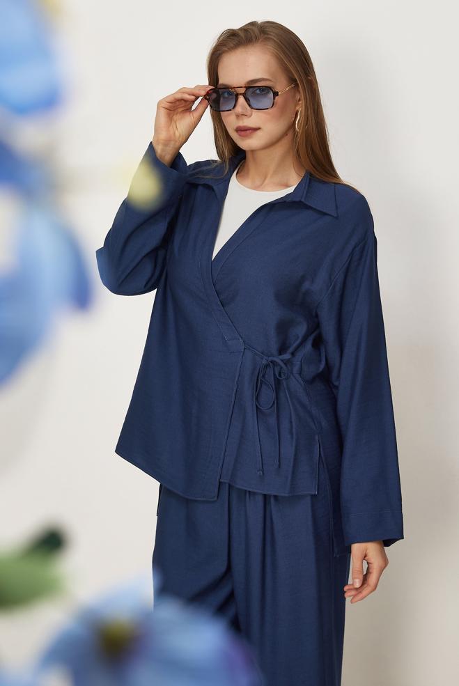 Hijab clothing NAVY BLUE TIED PANTSUIT 45781 - ALVİNA