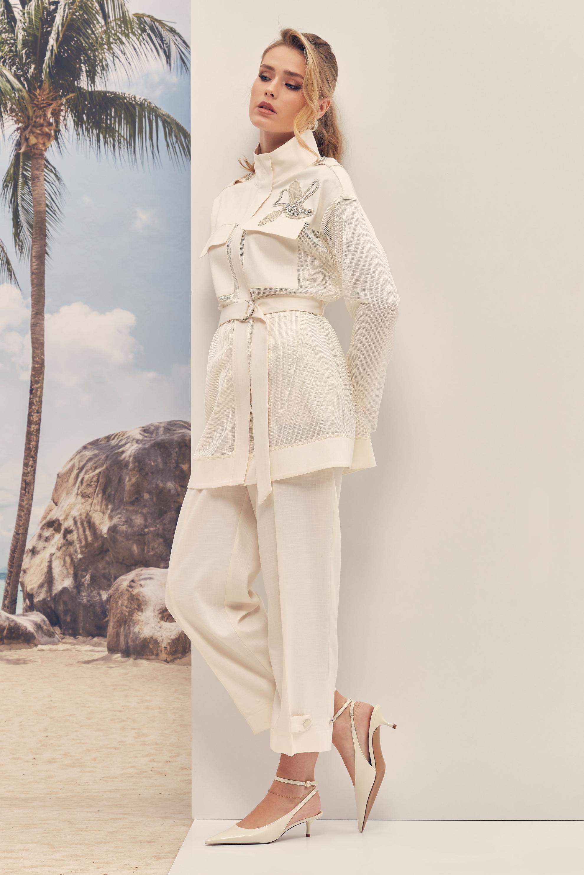 Hijab clothing WHITE BELTED PANTSUIT 46301