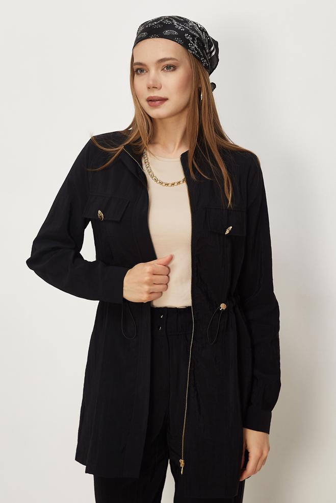 Hijab clothing BLACK PARACHUTE FABRIC PANTSUIT 46317 - ALVİNA