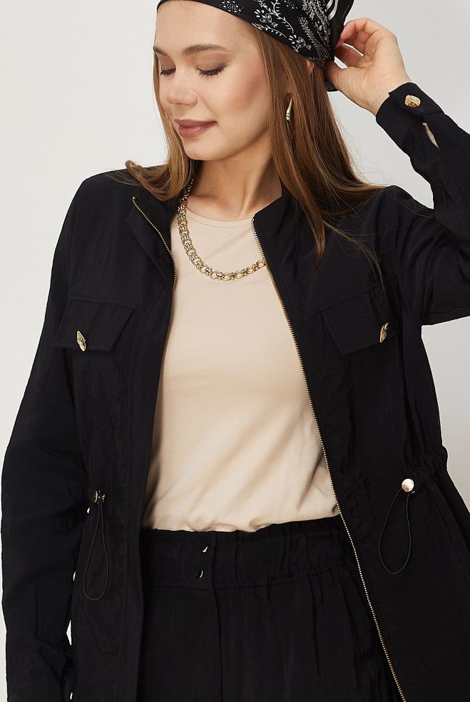 Hijab clothing BLACK PARACHUTE FABRIC PANTSUIT 46317 - ALVİNA