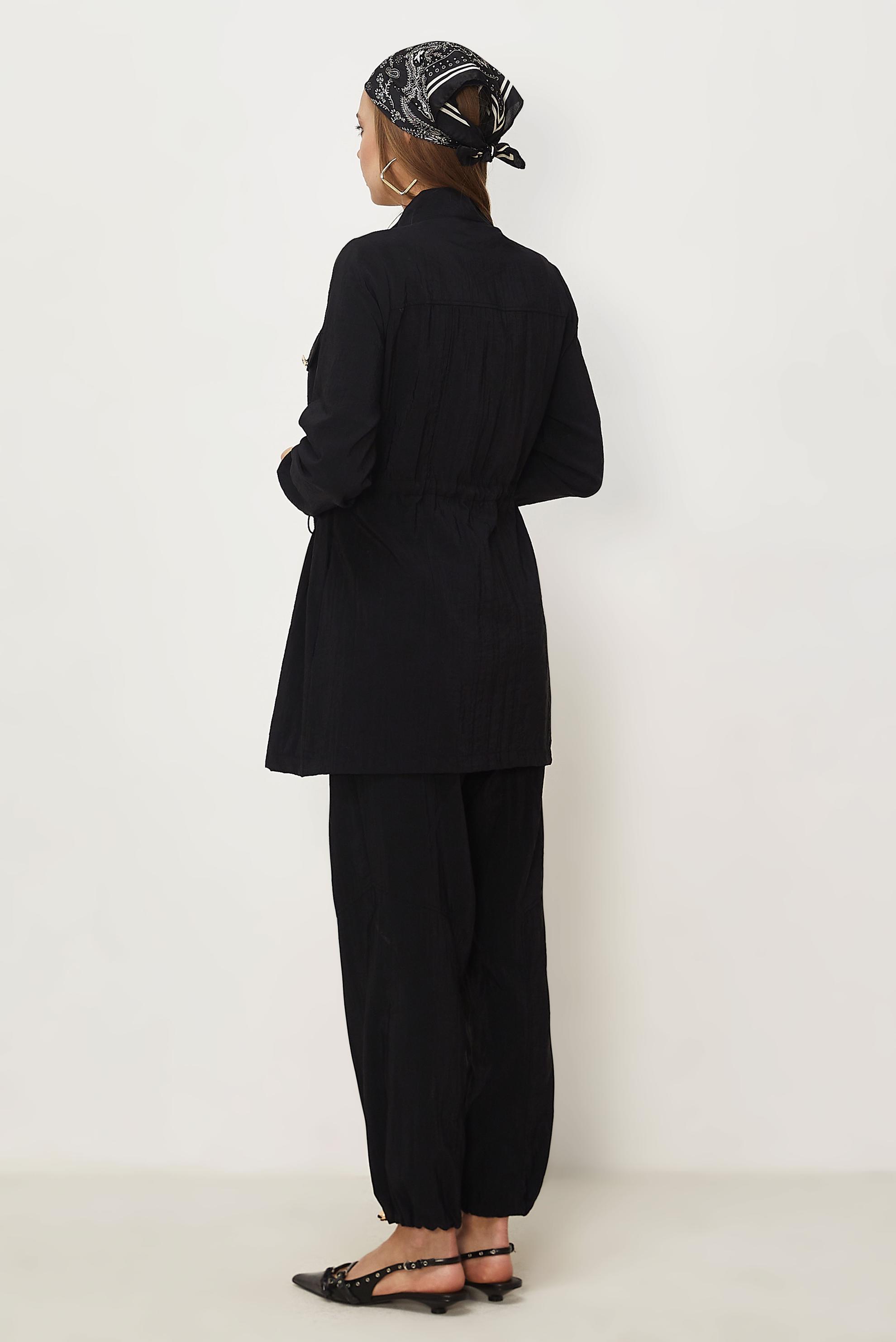 Hijab clothing BLACK PARACHUTE FABRIC PANTSUIT 46317