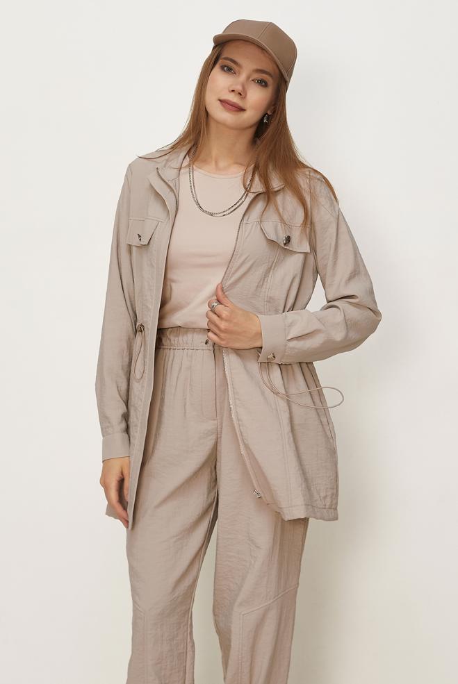 Hijab-Kleidung BEIGE HOSENANZUG AUS FALLSCHIRMSTOFF 46317 - ALVİNA