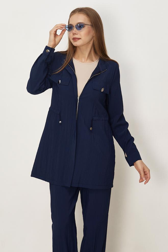 Hijab-Kleidung NAVY BLAU HOSENANZUG AUS FALLSCHIRMSTOFF 46317 - ALVİNA