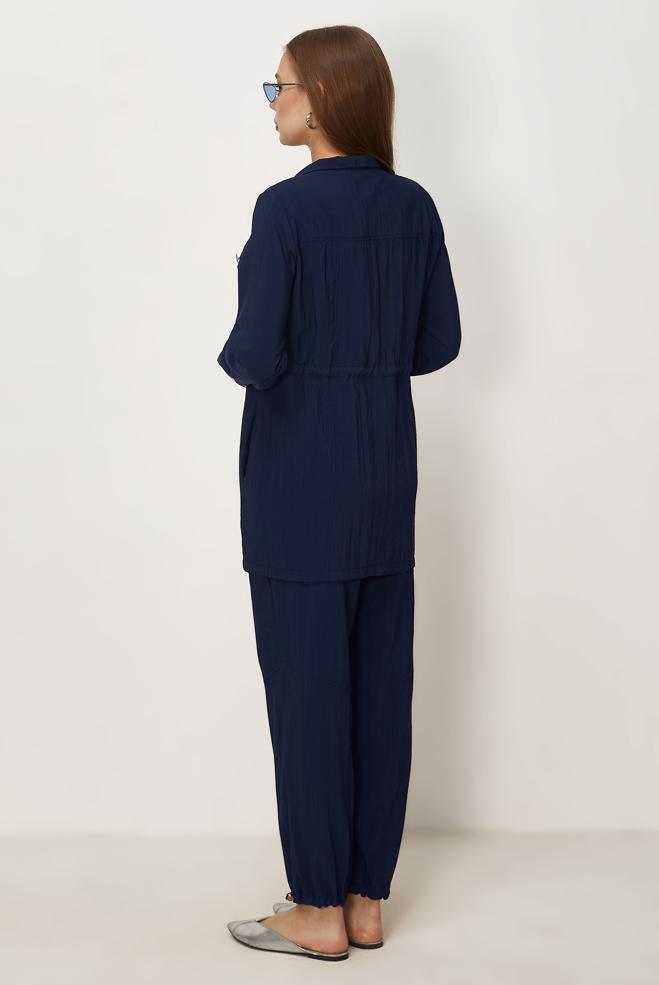 Hijab-Kleidung NAVY BLAU HOSENANZUG AUS FALLSCHIRMSTOFF 46317 - ALVİNA