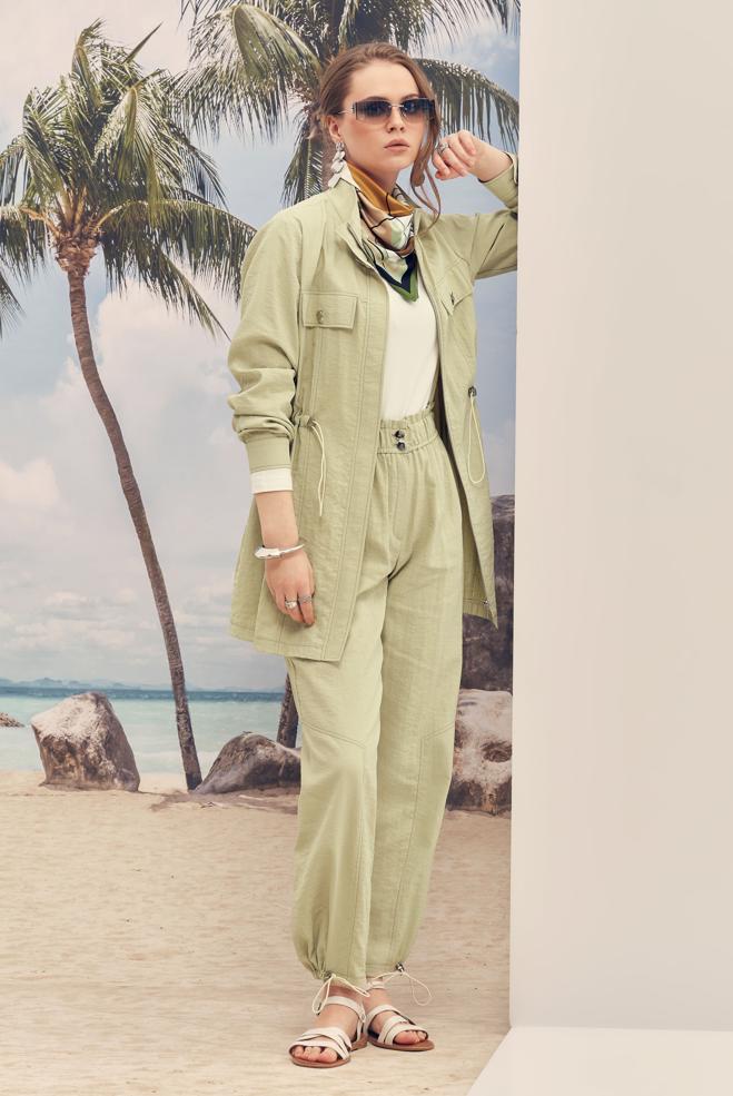 Hijab-Kleidung SAND HOSENANZUG AUS FALLSCHIRMSTOFF 46317 - ALVİNA