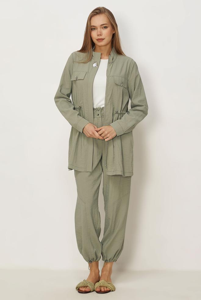 Hijab clothing BEIGE PARACHUTE FABRIC PANTSUIT 46317 - ALVİNA