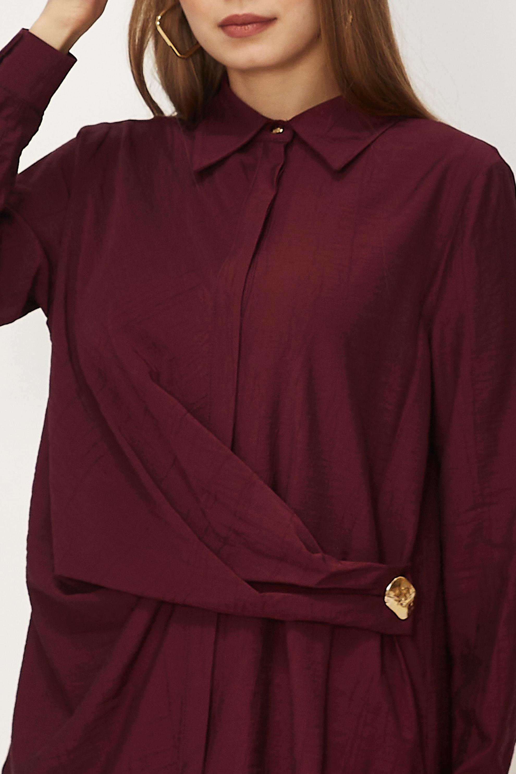 Hijab-Kleidung BURGUND HOSENANZUG MIT HEMDKRAGEN 46326