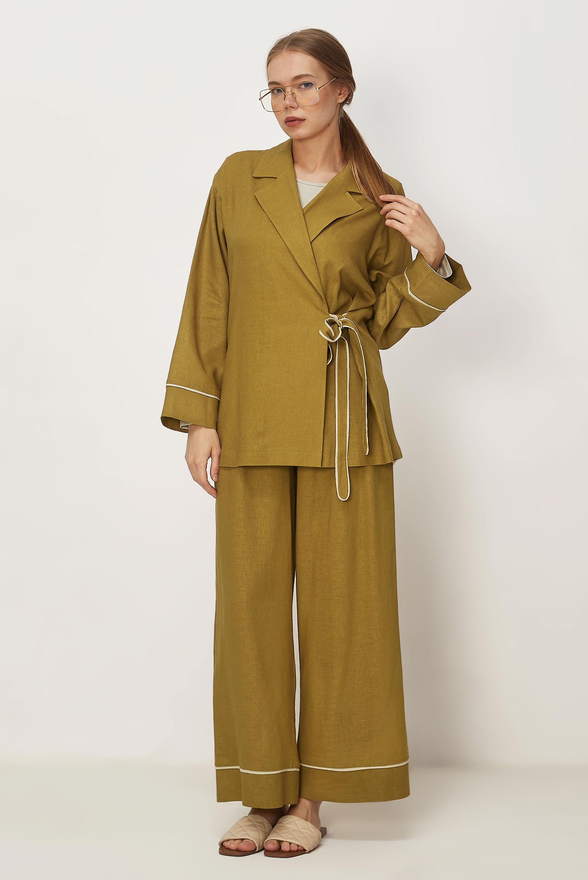 Hijab-Kleidung GELB HOSENANZUG AUS LEINEN 46344