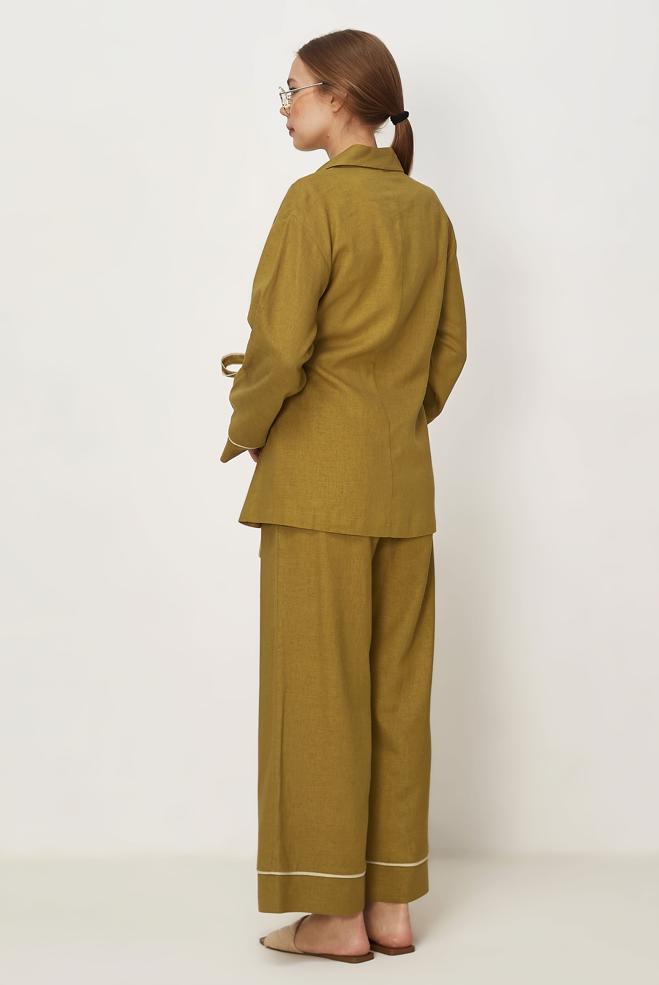 Hijab-Kleidung GELB HOSENANZUG AUS LEINEN 46344 - ALVİNA