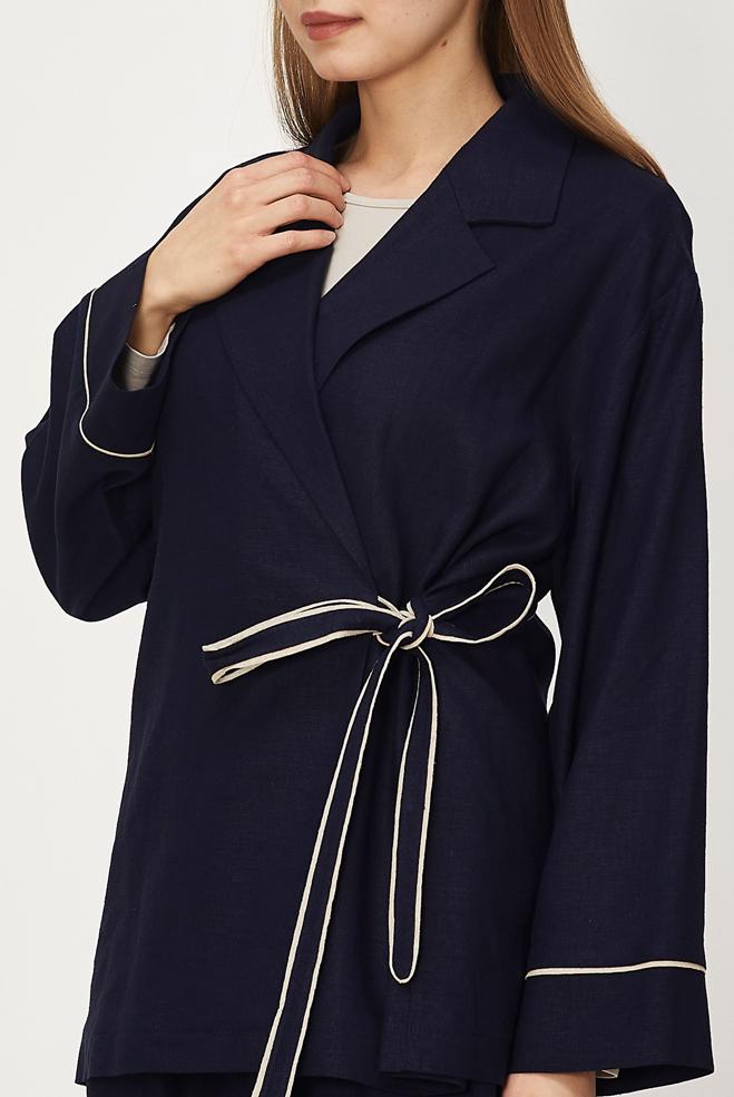 Hijab-Kleidung NAVY BLAU HOSENANZUG AUS LEINEN 46344 - ALVİNA