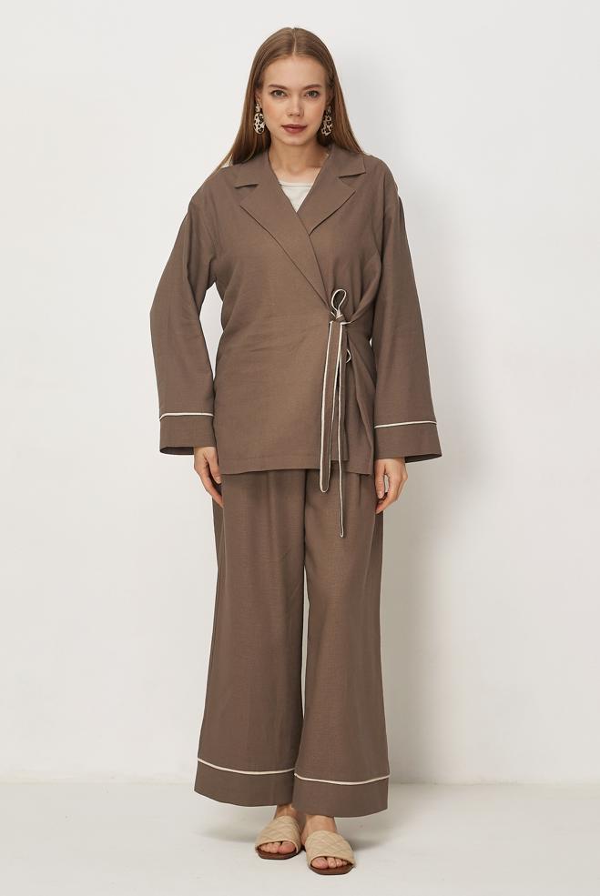 Hijab-Kleidung NERZ HOSENANZUG AUS LEINEN 46344 - ALVİNA