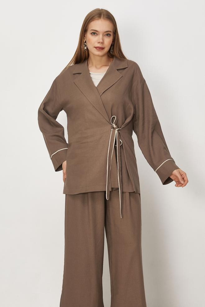 Hijab-Kleidung NERZ HOSENANZUG AUS LEINEN 46344 - ALVİNA