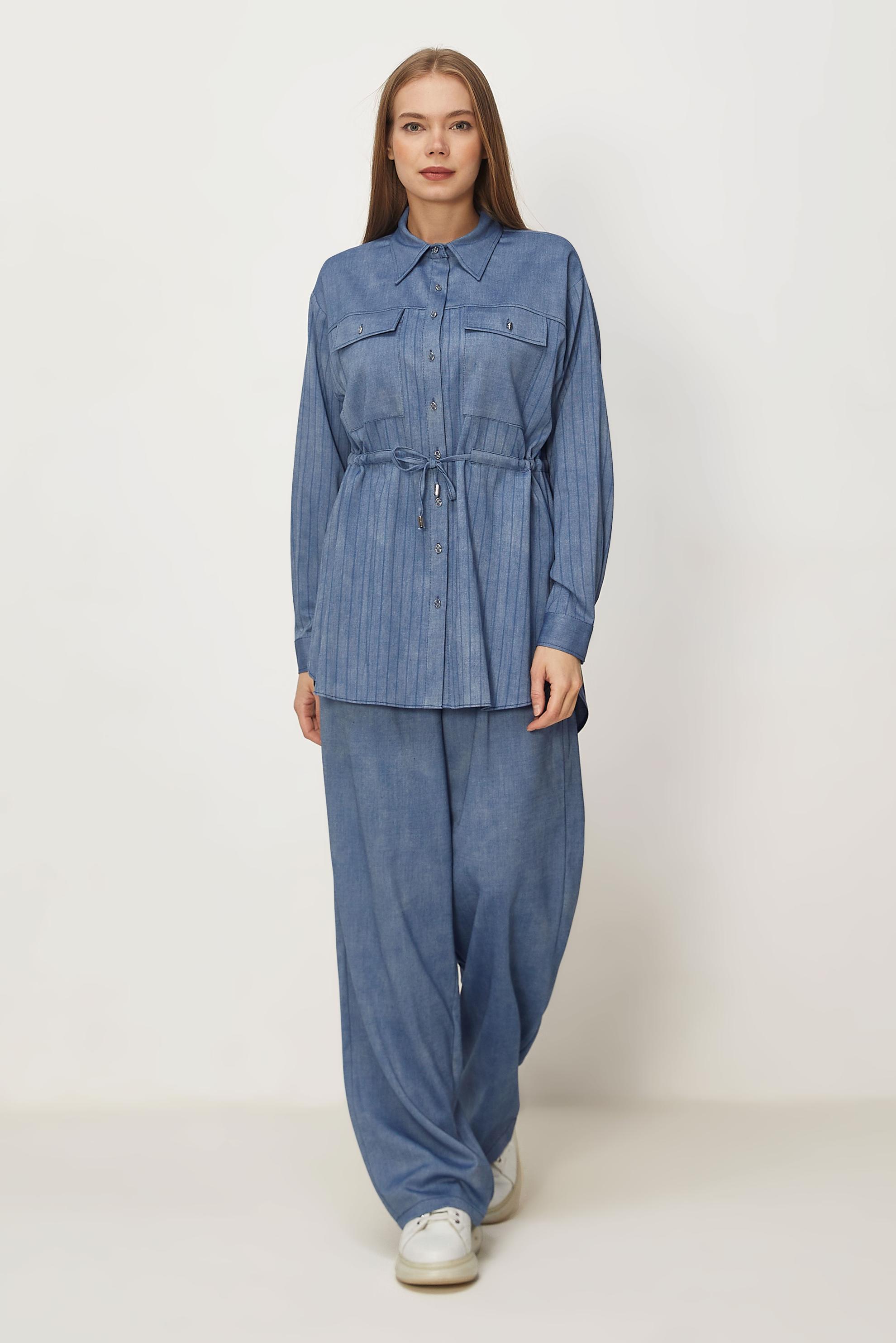 Hijab-Kleidung BLAU HOSENANZUG MIT DENIM-LOOK 46360